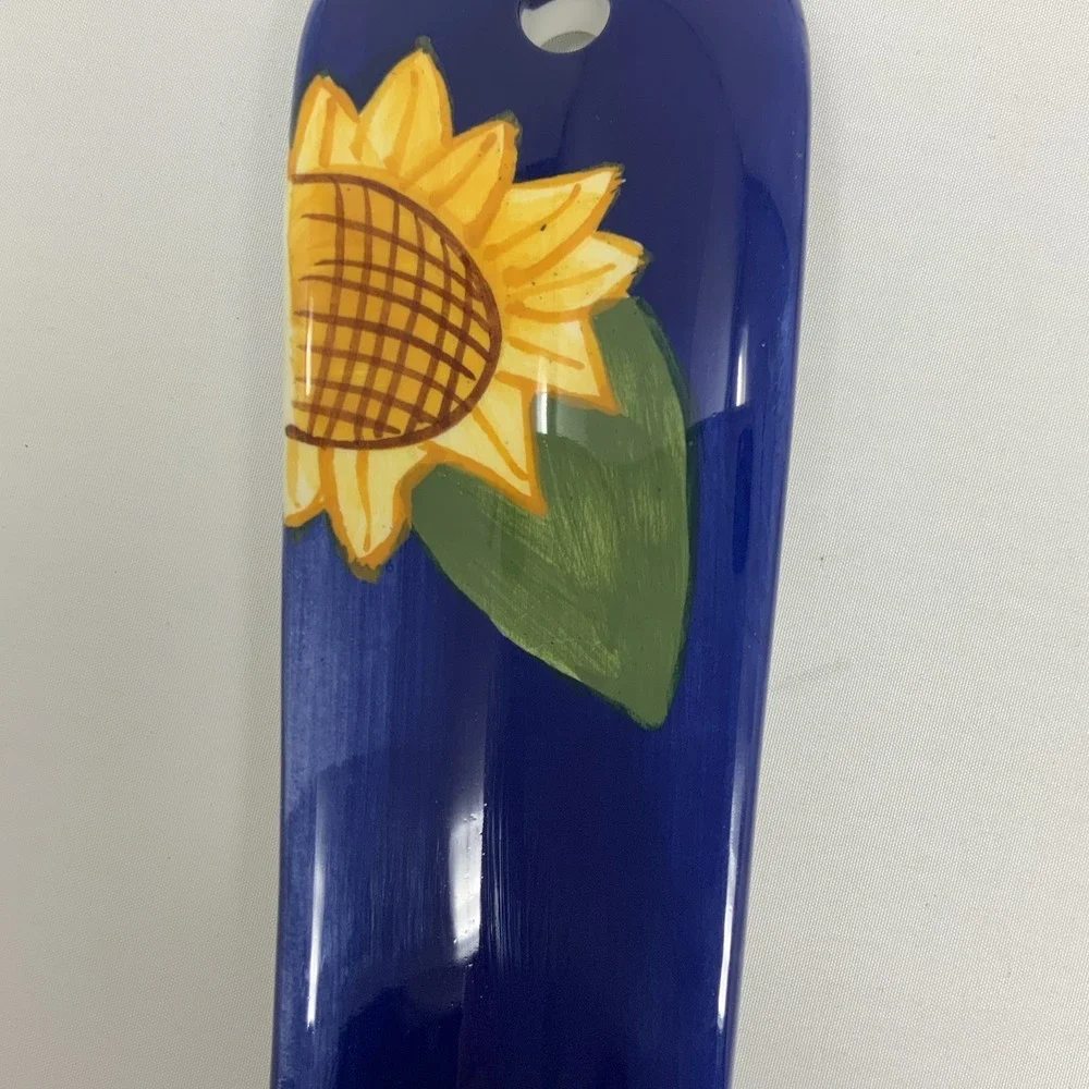 Sunflower Ceramic Spoon Rest Holder Stove Kitchen Hand‎ Painted Wildflower